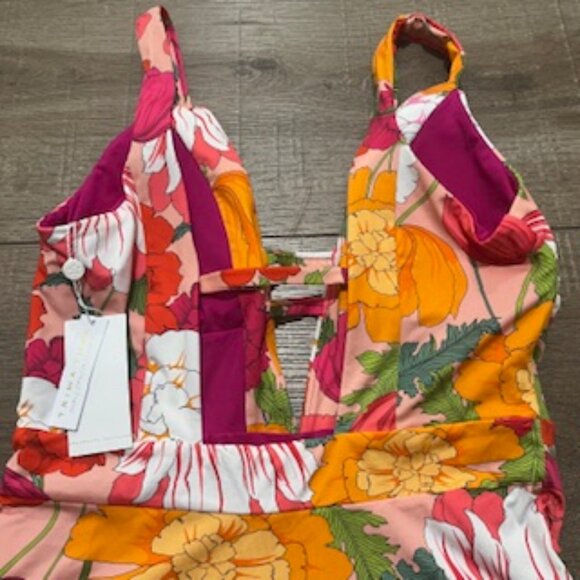 NEW Trina Turk‎ 1-Piece Swimsuit Women’s Size 10 Floral Moderate Coverage V-neck - Picture 13 of 14